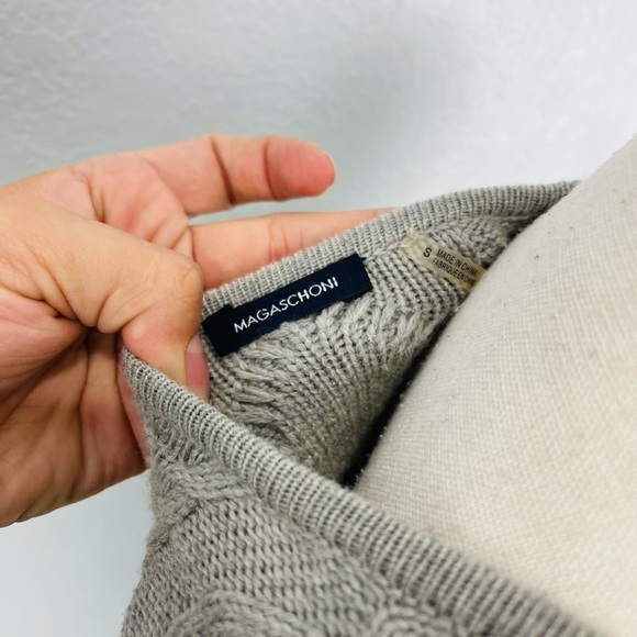 MAGASCHONI 100% Wool Grey Cable Knit Sleeveless Mini Fitted Dress - Picture 3 of 4